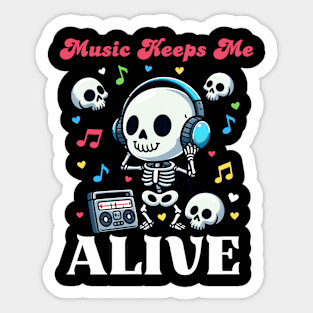 Music Keeps Me Alive - Dead Skull Sticker